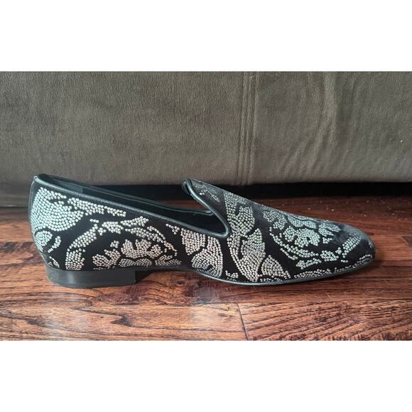 $1,495 NEW Versace Crystal Baroque Black Velvet Smoking Loafers Shoes 43(10) main image 6